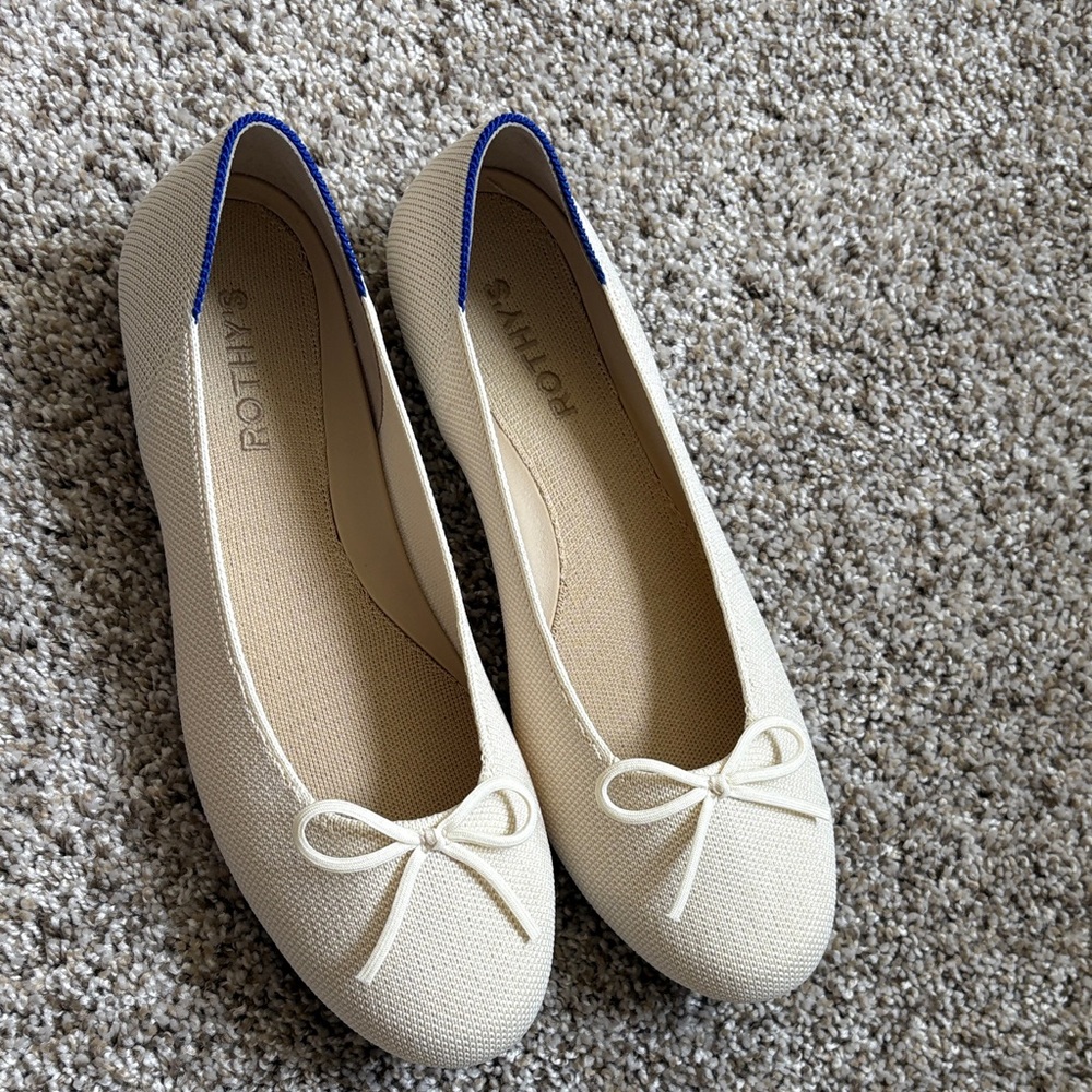 Rothy's Cream Ballet Flats with Bow size 9
